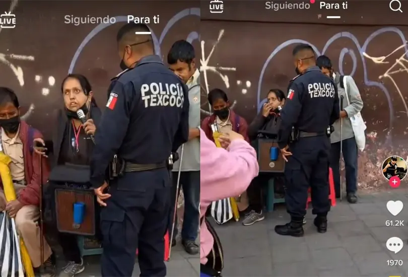 Supuestamente, un elemento de la Polic&iacute;a Municipal de Texoco desaloj&oacute; a una persona con discapacidad visual de una calle en donde cantaba para ganarse unas monedas