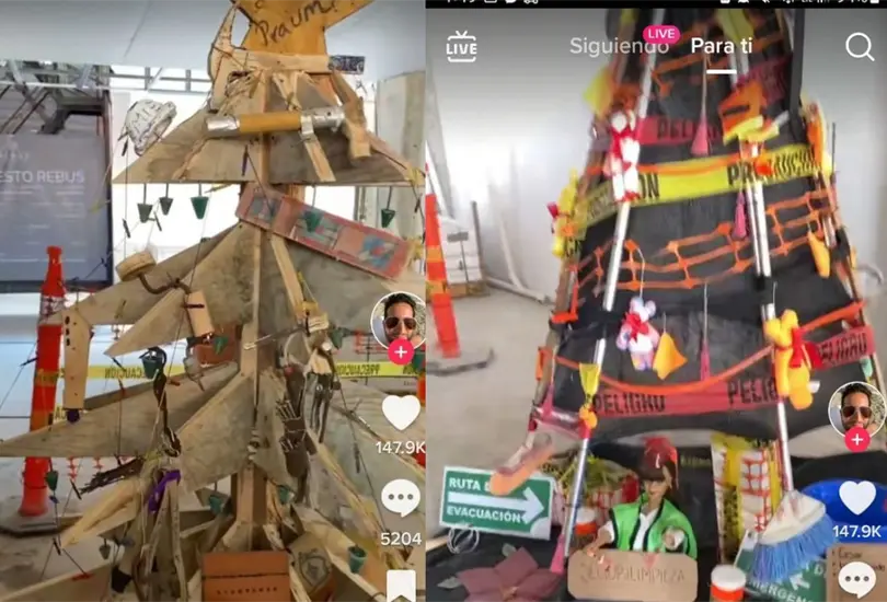 Los trabajadores se pusieron muy creativos pues hicieron &aacute;rboles con los diferentes materiales que utilizan para trabajar
