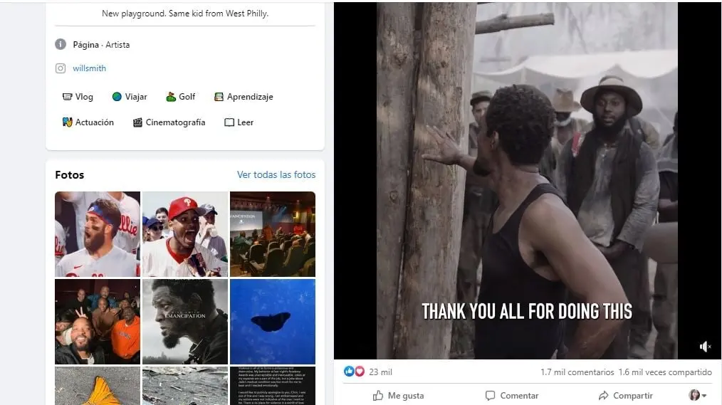 La p&aacute;gina oficial del actor estadounidense cuenta con 112 millones de seguidores.