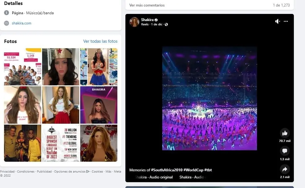  La p&aacute;gina oficial de la cantante colombiana cuenta con 117 millones de seguidores.