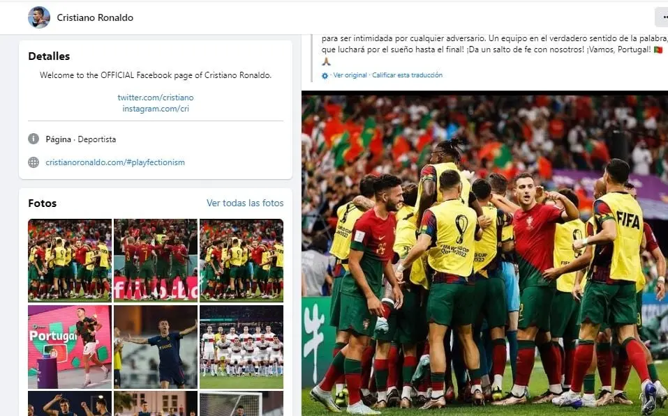 La p&aacute;gina de Facebook del jugador portugu&eacute;s es seguida por 155 millones de seguidores.