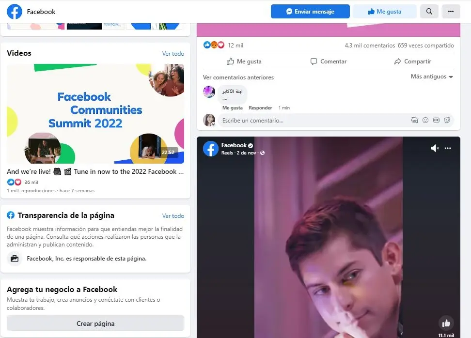 La p&aacute;gina oficial de Facebook es la m&aacute;s seguida del mundo, con 183 millones de personas.