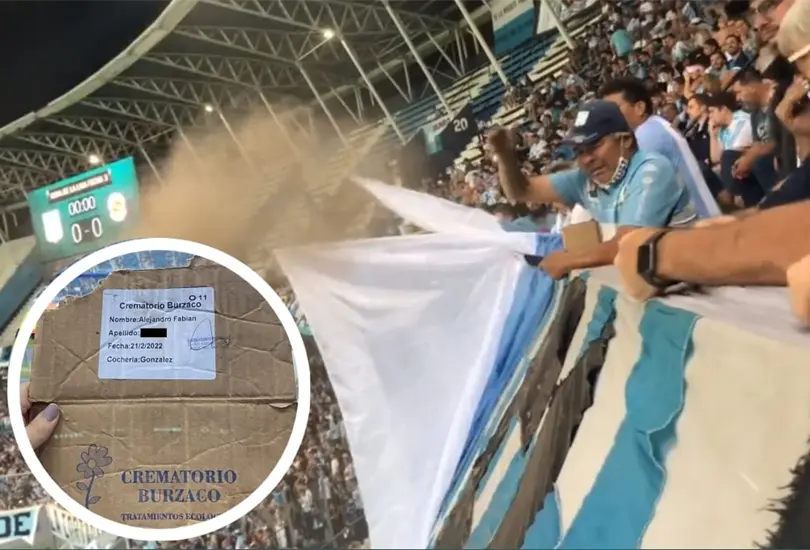 Tira las cenizas de su familiar en el estadio