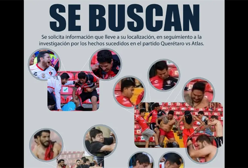 Fiscal&iacute;a de Quer&eacute;taro busca a 19 aficionados de Atlas ligados a ri&ntilde;a