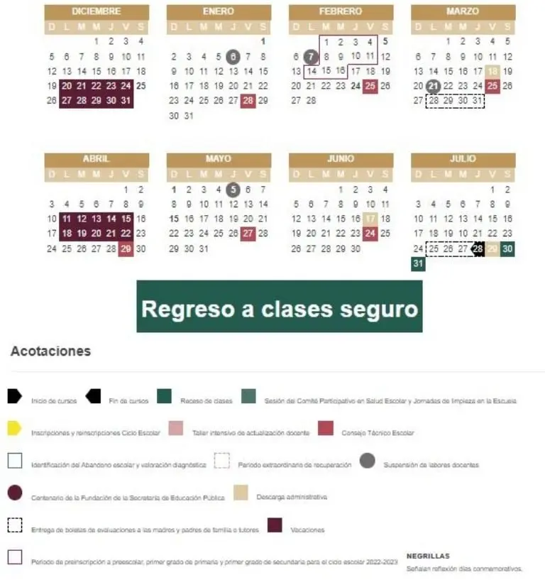 Calendario escolar SEP 2021-22. Foto: SEP.
