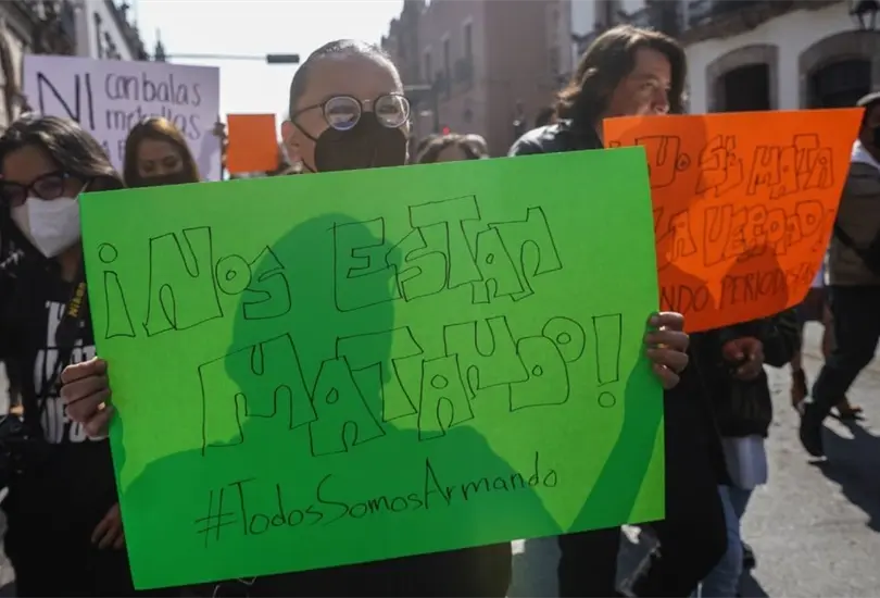 Protesta contra los asesinatos de periodistas en M&eacute;xico.