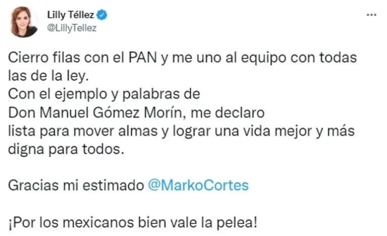Lilly Téllez recibió críticas y mensajes de apoyo tras anunciar su afiliación al PAN. FOTO: Captura de pantalla