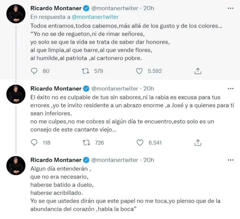 Versos de Ricardo Montaner (Twitter)