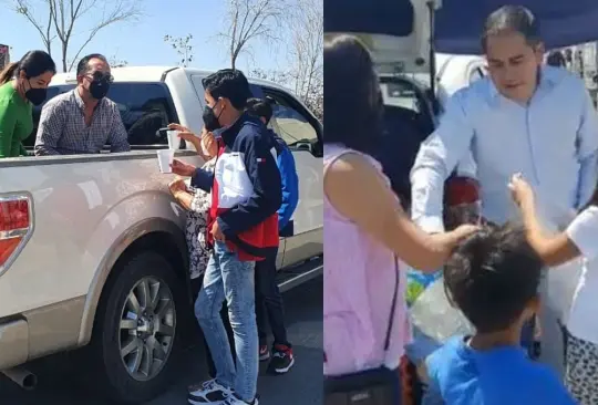 Aficionados de Querétaro reparten comida a familiares de hospitalizados del Atlas. 