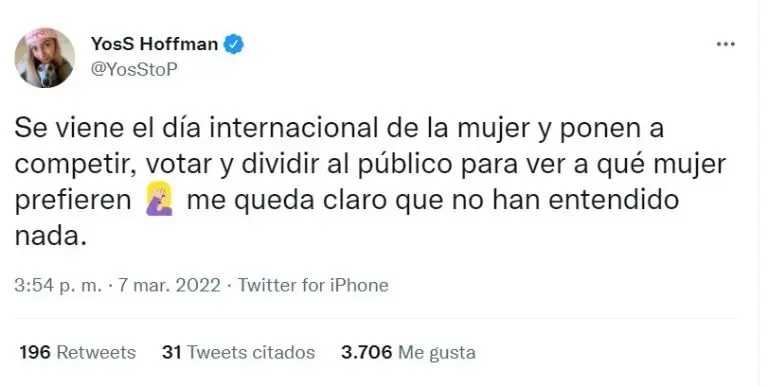 Respuesta de YosStop (Twitter)