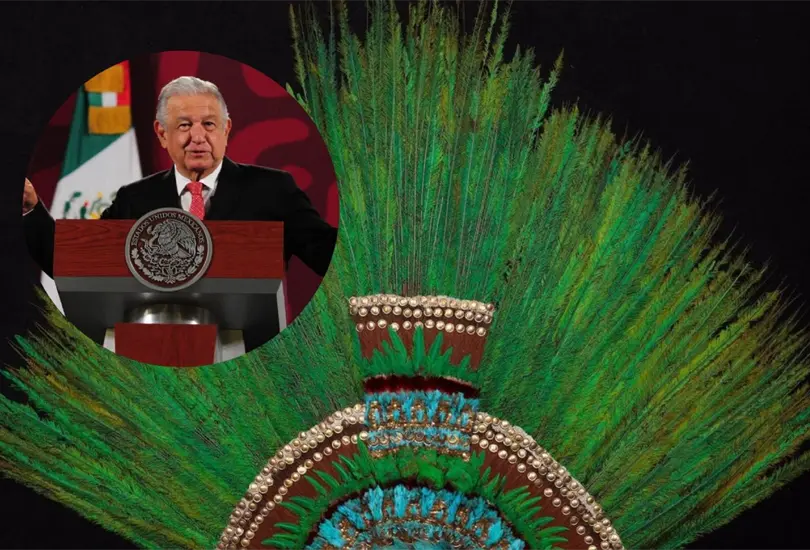 Periodista holand&eacute;s cuestiona a AMLO sobre penacho de Moctezuma