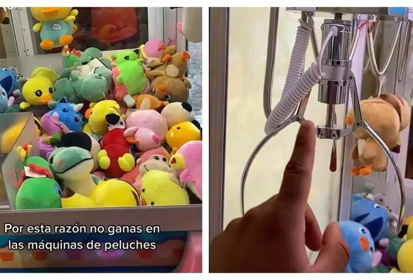 Empleado muestra el truco de las m&aacute;quinas de peluche