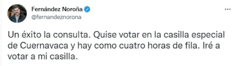 Fernández Noroña no acompañó su tuit con ninguna imagen, razón por la que comenzó a recibir críticas en redes sociales. FOTO: Twitter