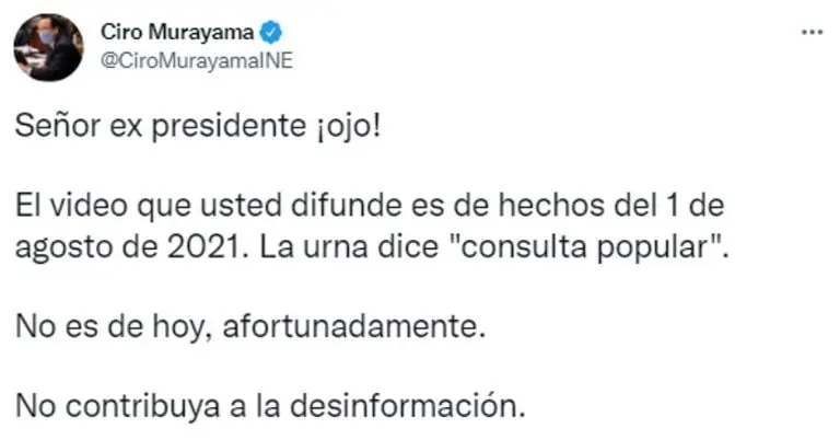 Ciro Murayama respondió a Vicente Fox a través de Twitter. FOTO: Twitter