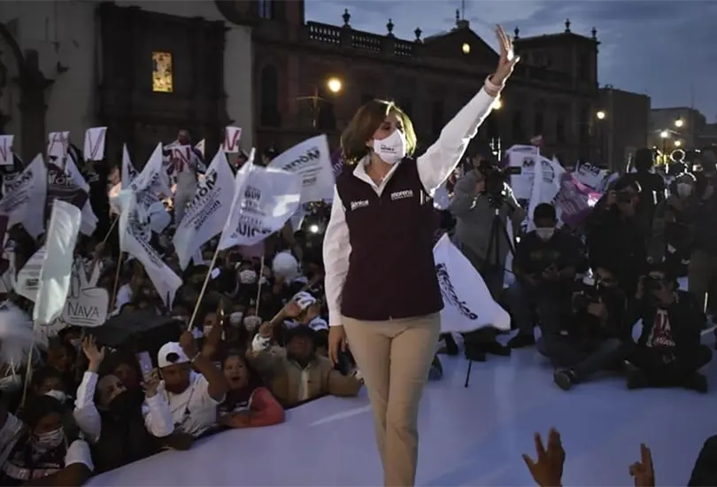M&oacute;nica Rangel compiti&oacute; por la gubernatura potosina en junio de 2021.