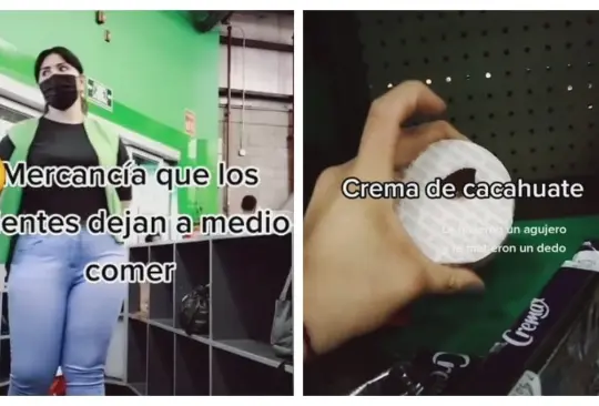 Empleada exhibe a clientes de Bodega Aurrerá que se comen los productos sin pagar