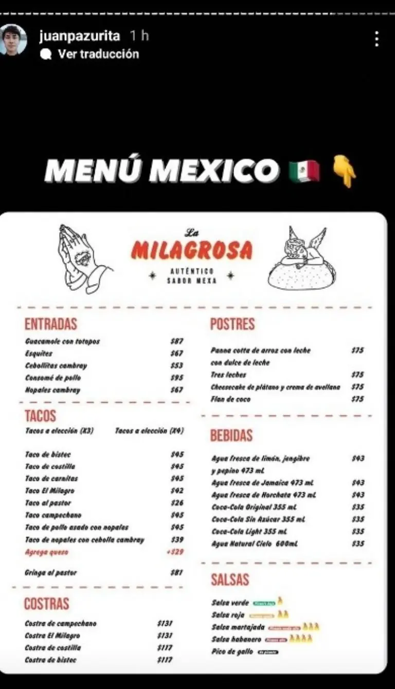 Internautas criticaron los altos precios de los tacos de Juanpa Zurita. FOTO: Instagram