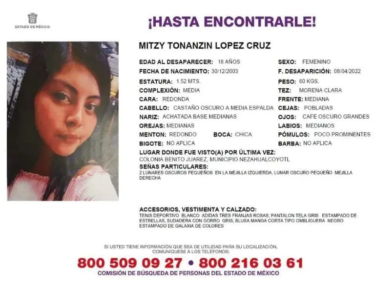 Mitzy Tonanzin López Cruz tiene 18 años. FOTO: Twitter