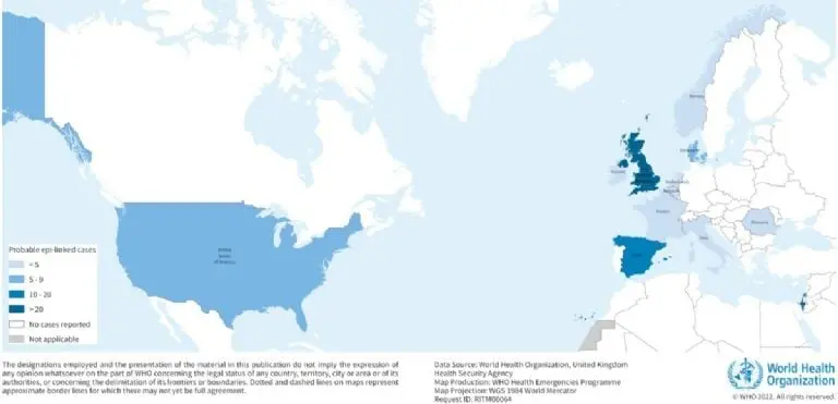 Esta es la distribución de casos de hepatitis aguda grave de origen desconocido por país. FOTO: OMS
