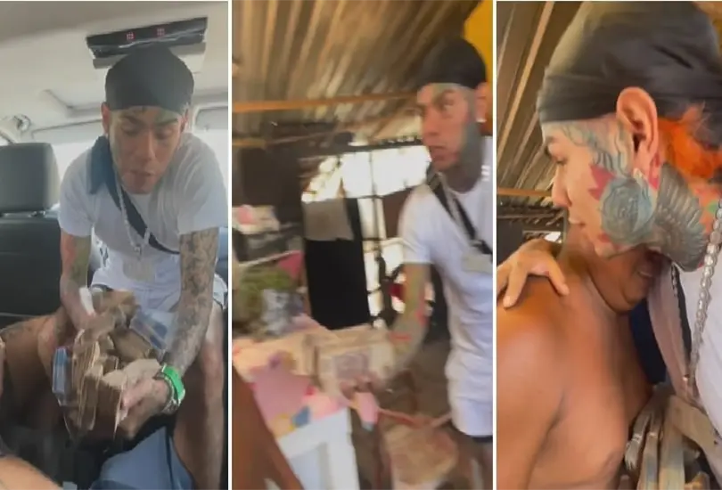 Tekashi 6ix9ine lleg&oacute; con un malet&iacute;n lleno de billetes a casa de la familia