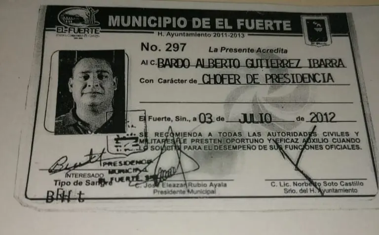 Bardo trabajaba como chofer del presidente municipal del Fuerte, Sinaloa. FOTO: Cortesía