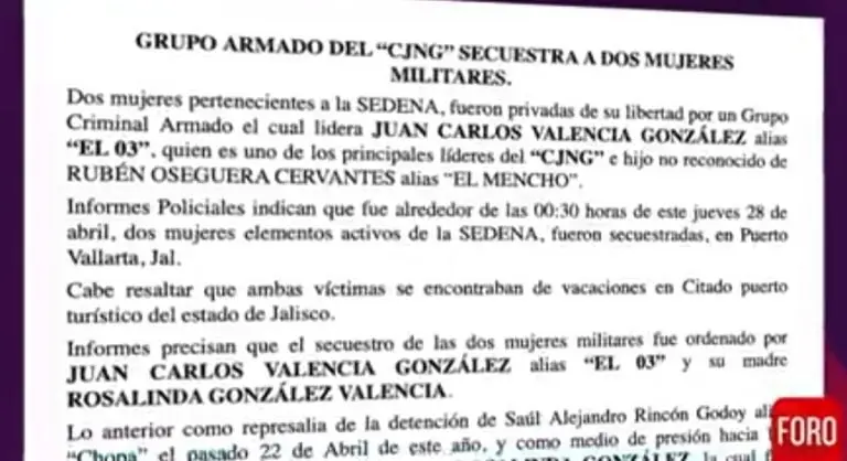 La Sedena informó que el secuestro se perpetró como represalia. FOTO: Twitter