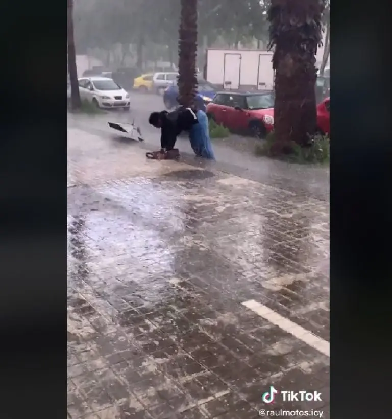 Fidel con su paraguas (TikTok)