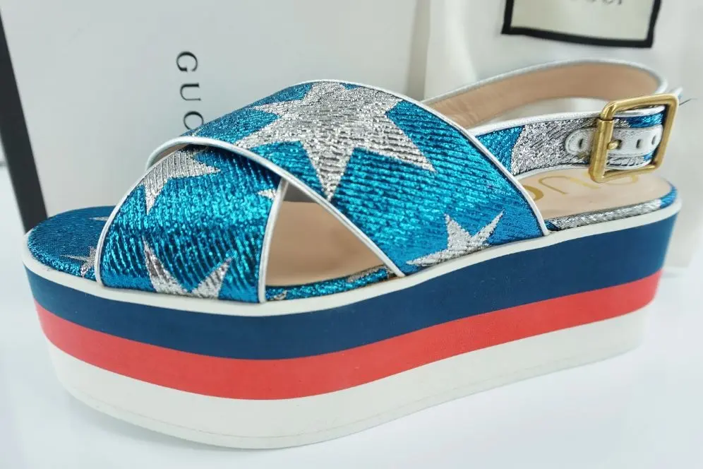 Glitter Crossover Platform Sandal 