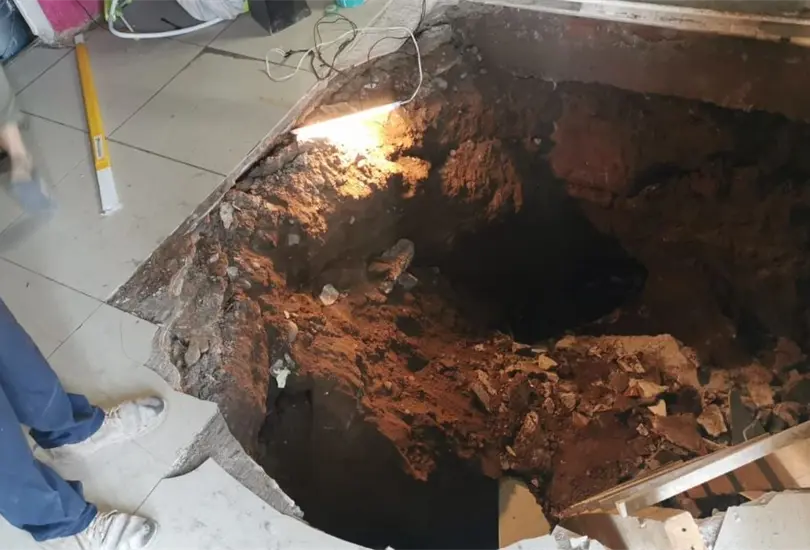 El sovac&oacute;n se abri&oacute; en la sala de una casa. 