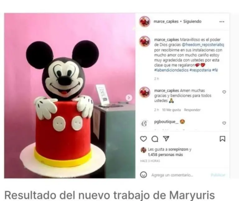 La repostera logró completar su creación del pastel de Mickey Mouse. FOTO: Instagram