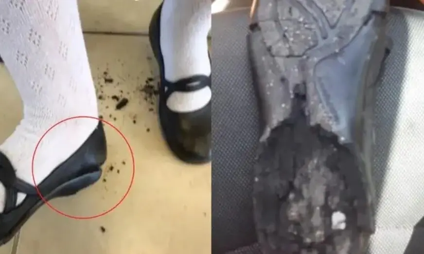 Se le derrite el zapato a estudiante por altas temperaturas en Chihuahua | FOTO