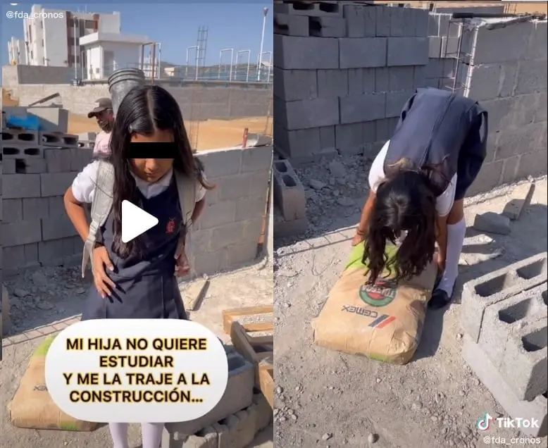 Albañil lleva a la obra a su hija que quería dejar la escuela para hacer tiktoks | VIDEO Albañil lleva a la obra a su hija que quería dejar la escuela para hacer tiktoks | VIDEO