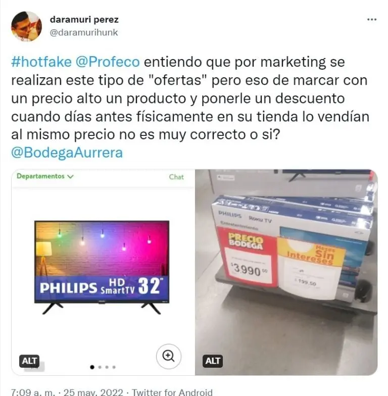 Cliente se queja de las ofertas del Hot Sale (Twitter @daramurihunk)