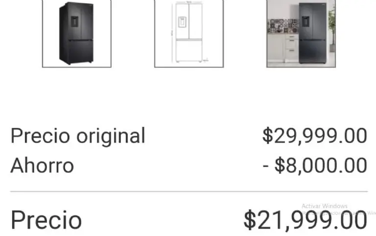 El precio del refrigerador durante el Hot Sale en la tienda en línea