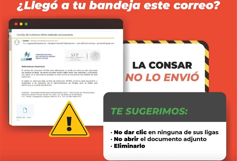 &iquest;Recibiste un correo sobre el traspaso de tu Afore? Podr&iacute;a tratarse de un fraude