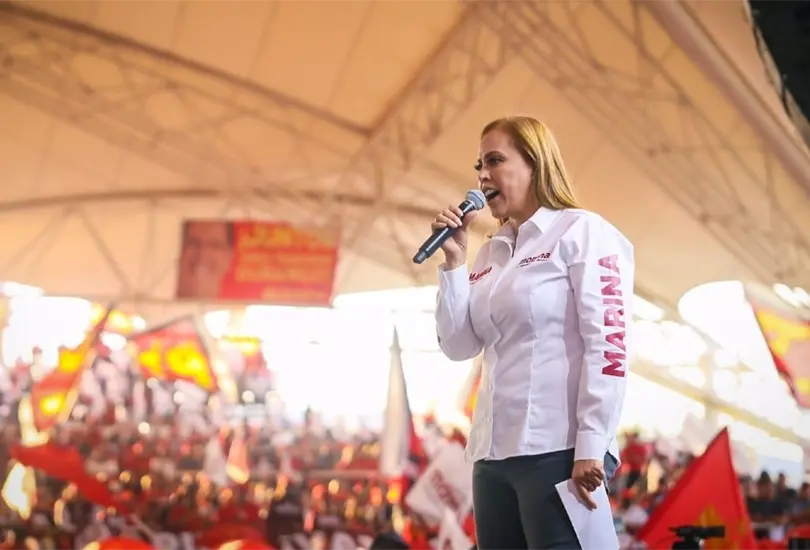 Marina Vitela en campa&ntilde;a rumbo a la elecci&oacute;n del pr&oacute;ximo domingo.