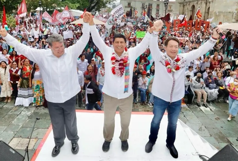 Ricardo Monreal, Salom&oacute;n Jara y Mario Delgado en el cierre de la Gira de la Esperanza.