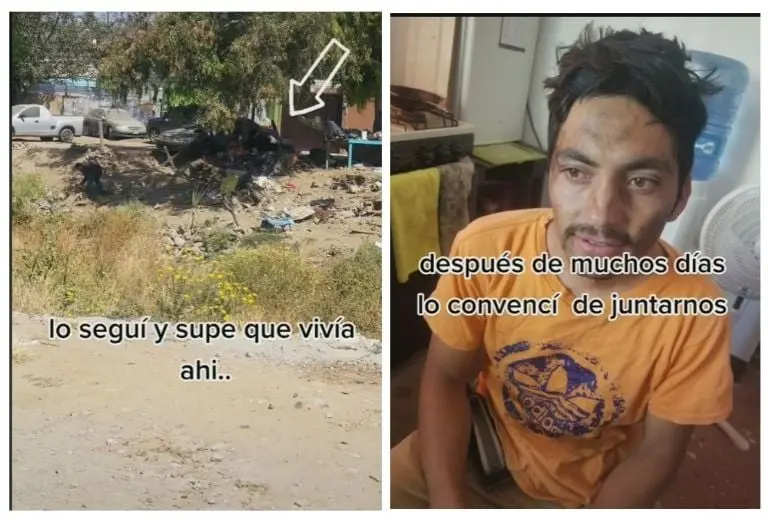 Mujer ayuda a hombre en situación de calle (TikTok)