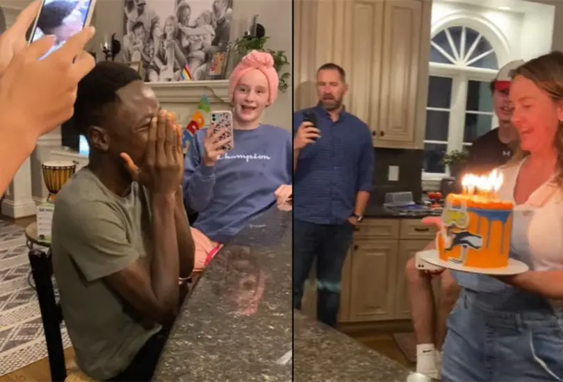 El joven de Rep&uacute;blica de Sierra Leona fue adoptado por una familia estadounidense quien le festejo por primera vez su cumplea&ntilde;os