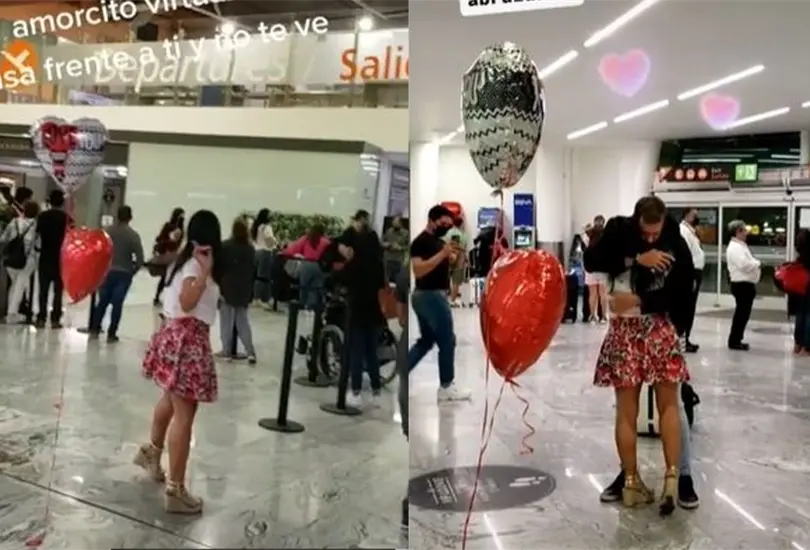 La joven fue al aeropuerto a recibir a su novio virtual.