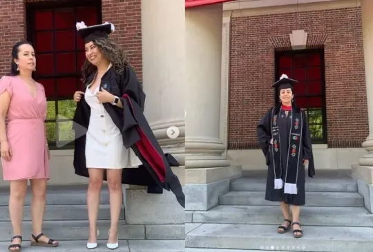 "Nos graduamos de Harvard, mamá": mexicana termina su carrera en EU y le pone la toga a su madre