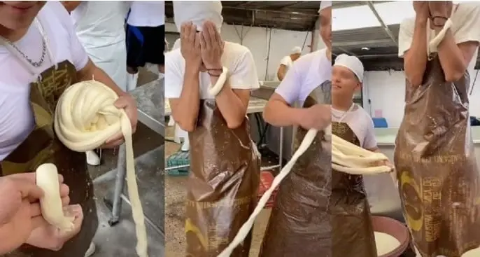 J&oacute;venes "se piden matrimonio" con queso Oaxaca en su trabajo y se vuelven virales