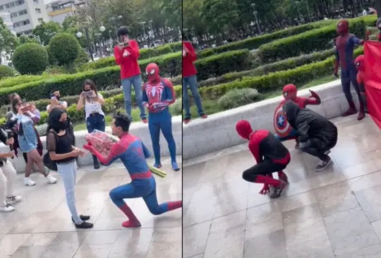 Joven se disfraza de Spiderman para pedirle matrimonio a su novia en Bellas Artes | VIDEO