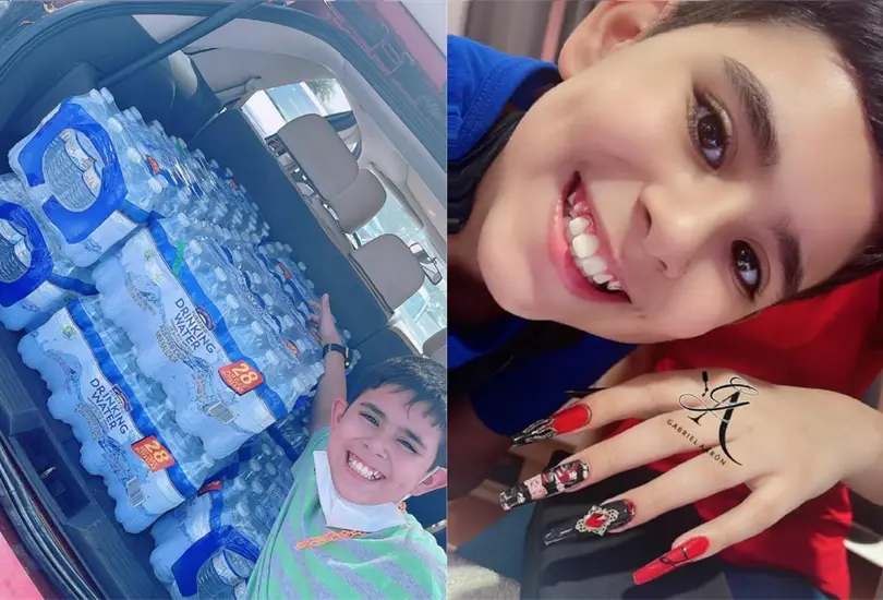 Niño de 9 años aplica uñas a cambio de botellas de agua para gente de Monterrey Niño de 9 años aplica uñas a cambio de botellas de agua para gente de Monterrey