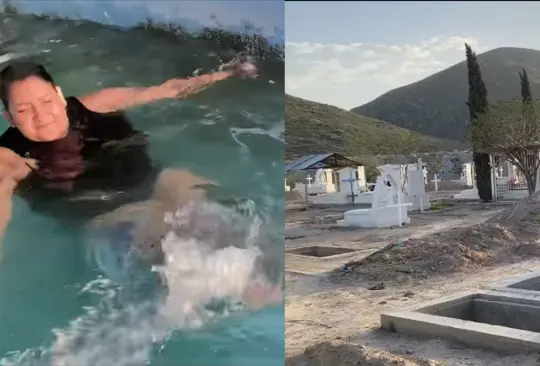 México mágico: Familia instala alberca en la pileta de un cementerio y se vuelve viral | VIDEO