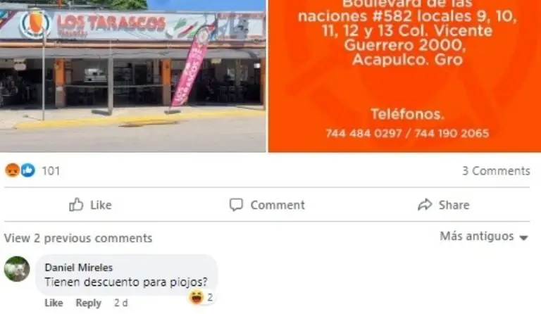 En interrnet muchos usuarios siguen recordándole el restaurante el incidente. Foto: Facebook.
