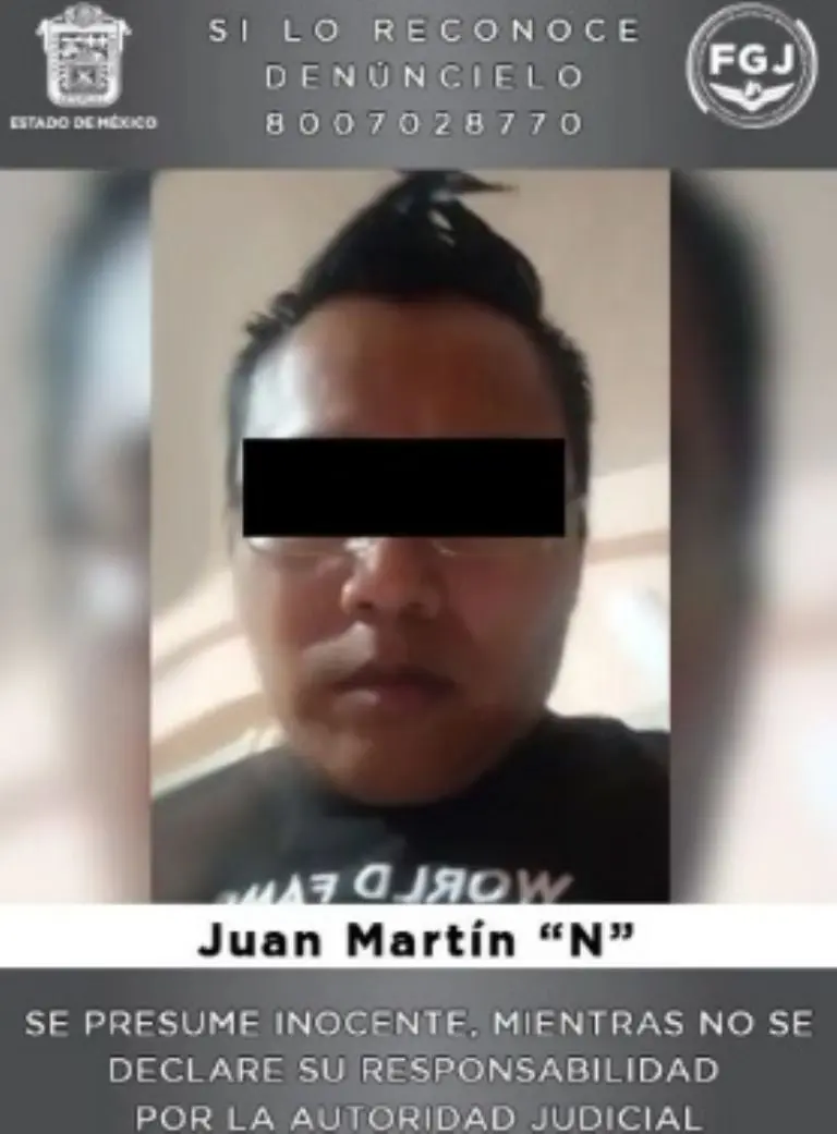 El raptor de niños ya se encuentra en prisión preventiva hasta que se dicte su sentencia. Foto: Fiscalía General de Justicia Edomex)