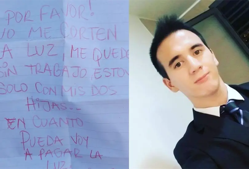 El trabajador Xavier Emiliano Rubilar encontr&oacute; la carta y rompi&oacute; el llanto al ver la sinceridad del hombre, por lo que puso manos a la obra y recaud&oacute; el dinero suficiente para pagar la deuda del padre de dos hijas que qued&oacute;  desempleado