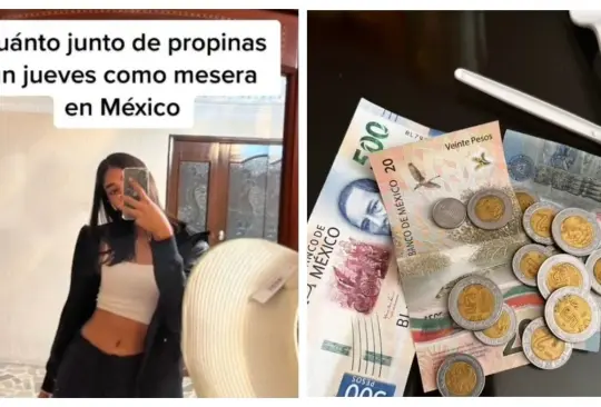 Mesera muestra lo que gana de propinas