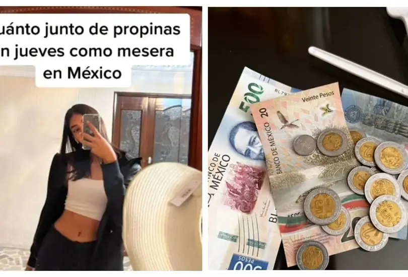 Mesera muestra lo que gana de propinas Mesera muestra lo que gana de propinas